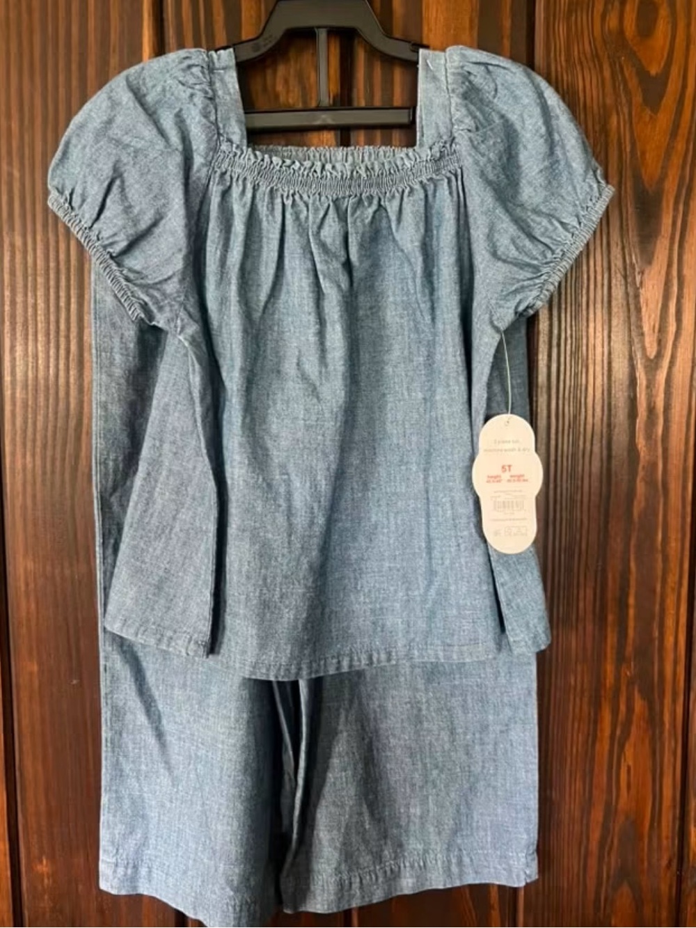 Girls' Chambray Short Set - Light Blue